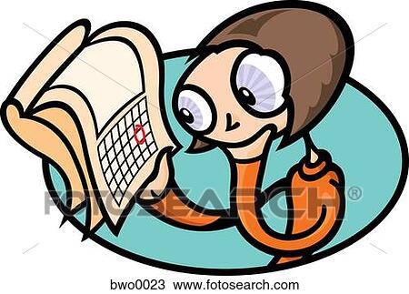 Drawing - A woman looking at a calendar. Fotosearch