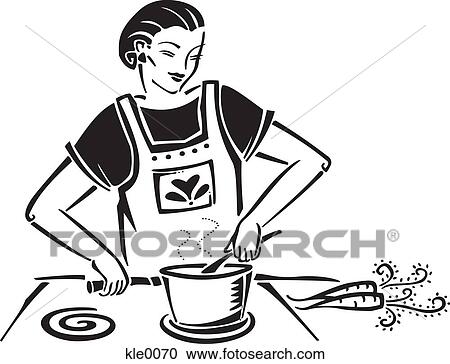 Clipart - A woman making soup. Fotosearch