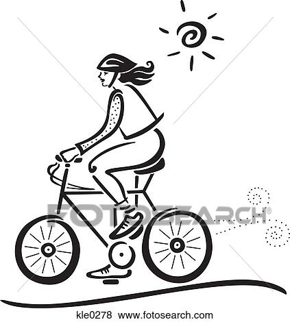 Stock Illustration - A woman on a bike. Fotosearch