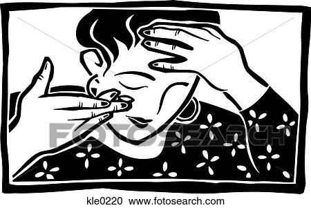 A woman putting contact lenses in View Large Illustration Clipart - A woman putting contact lenses in. Fotosearch