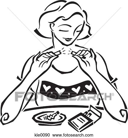 Clipart - A woman quitting smoking. Fotosearch