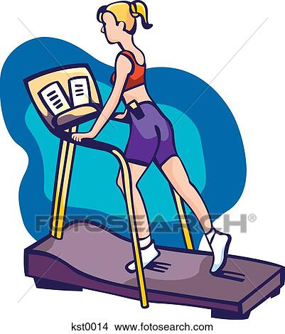 A woman reading while exercising on a running machine View Large Illustration Stock Illustration - A woman reading while exercising on a running machine. Fotosearch