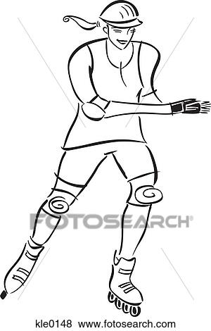 Stock Illustration - A woman rollerblading. Fotosearch