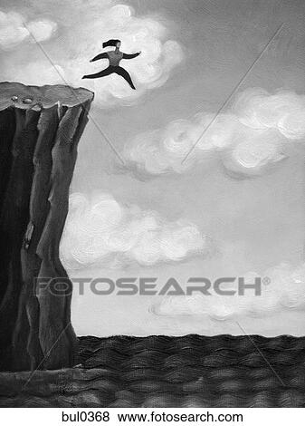 A woman running off a cliff into the sea View Large Illustration Stock Illustration - A woman running off a cliff into the sea. Fotosearch