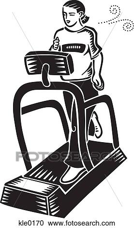 Clipart - A woman running on a treadmill. Fotosearch