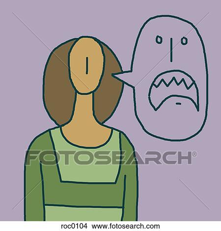 Stock Illustration - A woman saying something grumpy. Fotosearch