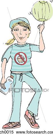 A woman spinning a ball and holding a bottle of water View Large Illustration Stock Illustration - A woman spinning a ball and holding a bottle of water. Fotosearch