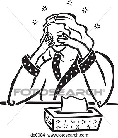 Stock Illustration - A woman suffering from allergies. Fotosearch