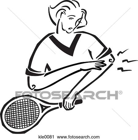 Clip Art - A woman suffering tennis elbow. Fotosearch