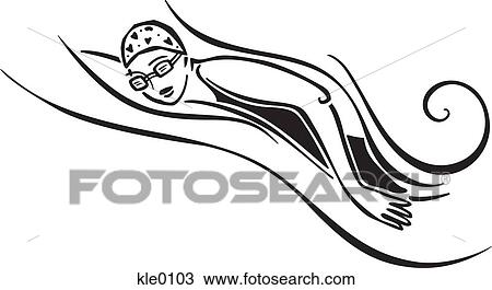 A woman swimming View Large Illustration Drawing - A woman swimming. Fotosearch