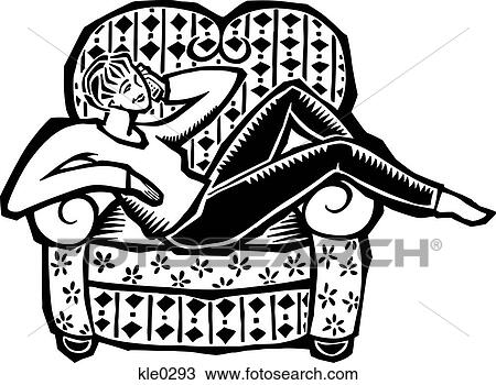 Drawing - A woman talking on a cordless phone in an armchair. Fotosearch