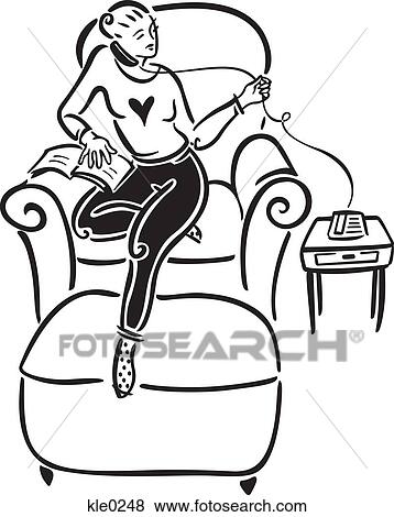 Stock Illustration - A woman talking on the phone. Fotosearch