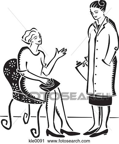 A woman talking to her doctor View Large Illustration Clip Art - A woman talking to her doctor. Fotosearch