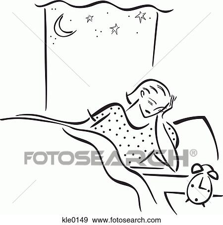 A woman unable to sleep View Large Illustration Stock Illustration - A woman unable to sleep. Fotosearch