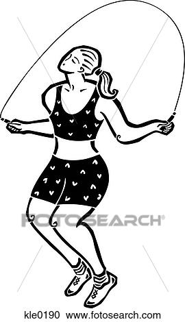 Clipart - A woman using a jumping rope. Fotosearch