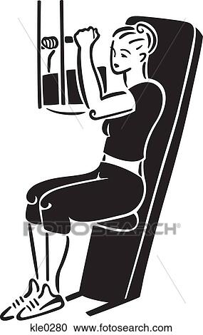 A woman using a weight machine Clipart | kle0280 | Fotosearch