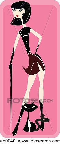 A woman wearing fetish clothes View Large Illustration Clipart - A woman wearing fetish clothes. Fotosearch
