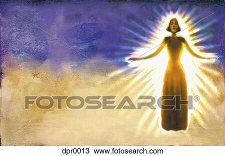 A woman with a golden aura View Large Illustration Drawing - A woman with a golden aura. Fotosearch