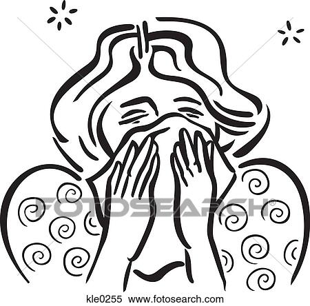 Stock Illustration - A woman with a stuffy nose. Fotosearch