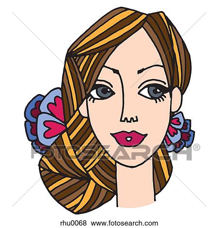 Stock Illustration - A woman with flowers in her hair. Fotosearch