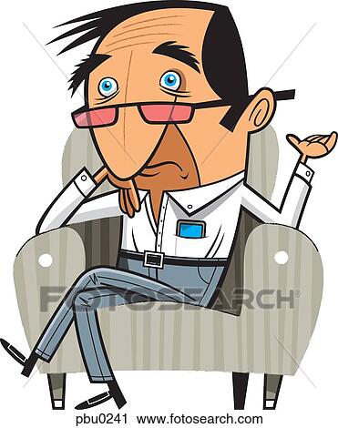 A worried looking man sitting in an armchair View Large Illustration Clip Art - A worried looking man sitting in an armchair. Fotosearch