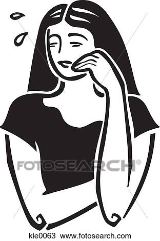 Drawing - A worried woman. Fotosearch