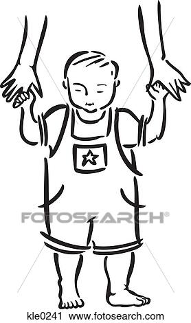 An adult helping a baby walk View Large Illustration Clip Art - An adult helping a baby walk. Fotosearch