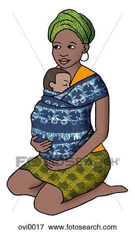 Stock Illustration - An African mother and her baby. Fotosearch