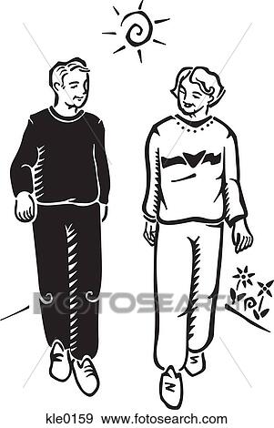 Stock Illustration - An elderly couple walking. Fotosearch