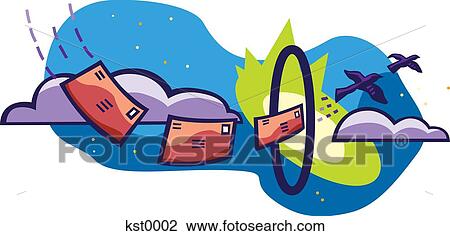 Drawing - An illustration about air mail. Fotosearch