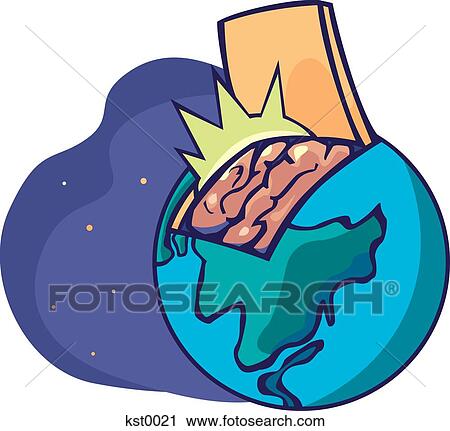 Clip Art - An illustration about global intellect with a brain inside the world. Fotosearch