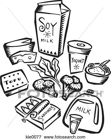 Stock Illustration - An illustration of foods rich in calcium. Fotosearch