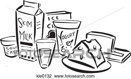 Drawing - Dairy products. Fotosearch