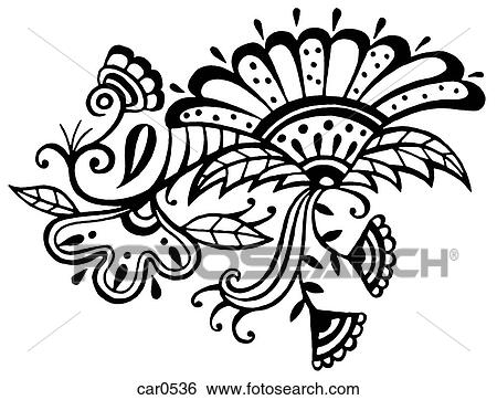 Decorative flower illustration in black and white View Large Illustration Stock Illustration - Decorative flower illustration in black and white. Fotosearch