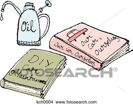 Do it yourself maintenance books and oil View Large Illustration Stock Illustration - Do it yourself maintenance books and oil. Fotosearch
