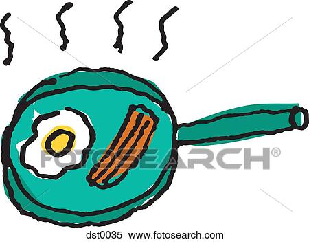 Egg and bacon frying in a pan View Large Illustration Stock Illustration - Egg and bacon frying in a pan. Fotosearch