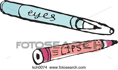 Stock Illustration - Eye liner and lip pencil. Fotosearch