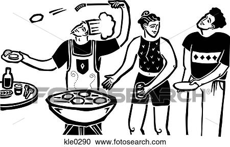 Clipart - Friends having a barbeque. Fotosearch