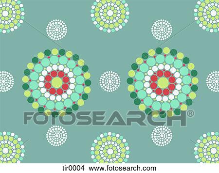 Stock Illustration - Graphic green and red mandala patterns. Fotosearch
