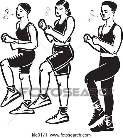 Clip Art - People doing aerobics. Fotosearch
