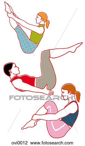 Drawing - People doing pilates. Fotosearch