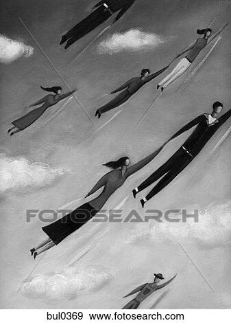 People flying in the sky View Large Illustration Stock Illustration - People flying in the sky. Fotosearch