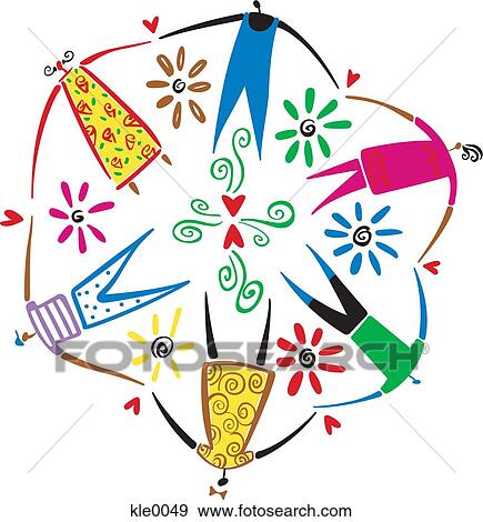 Stock Illustration - People holding hands in a circle. Fotosearch