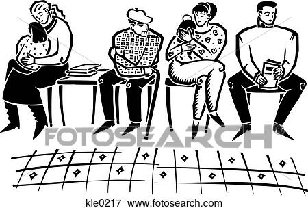 Stock Illustration - People in a medical waiting room. Fotosearch