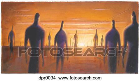People walking towards the sun in the desert View Large Illustration Stock Illustration - People walking towards the sun in the desert. Fotosearch
