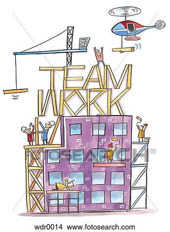 People working together to build a building View Large Illustration Stock Illustration - People working together to build a building. Fotosearch