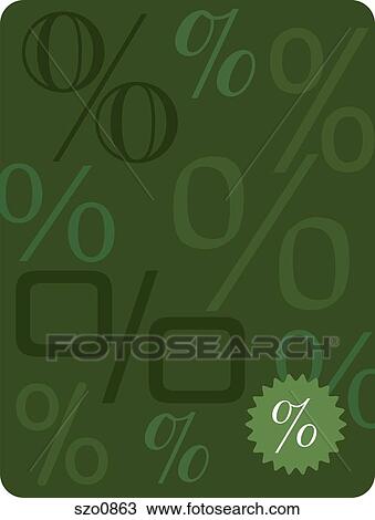 Drawing - Percentage marks on a green background. Fotosearch