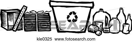 Recyclables next to a recycling bin View Large Illustration Stock Illustration - Recyclables next to a recycling bin. Fotosearch