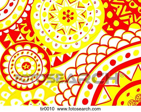 Clipart - Red and yellow floral background. Fotosearch