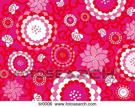 Red, pink and white floral patterns View Large Illustration Stock Illustration - Red, pink and white floral patterns. Fotosearch
